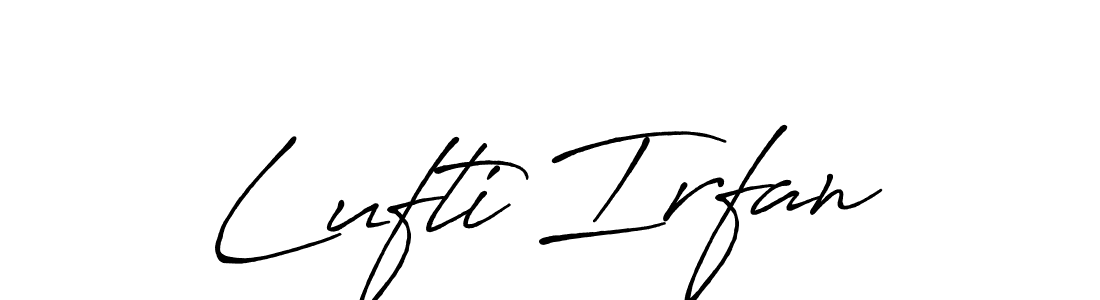 How to make Lufti Irfan name signature. Use Antro_Vectra_Bolder style for creating short signs online. This is the latest handwritten sign. Lufti Irfan signature style 7 images and pictures png