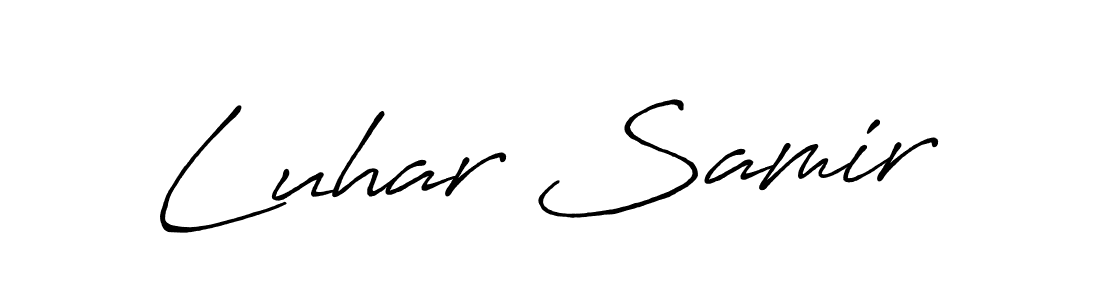 You should practise on your own different ways (Antro_Vectra_Bolder) to write your name (Luhar Samir) in signature. don't let someone else do it for you. Luhar Samir signature style 7 images and pictures png