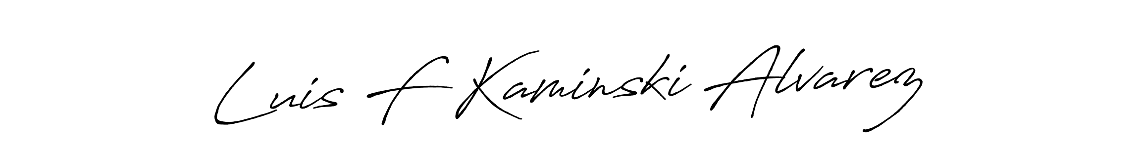Make a beautiful signature design for name Luis F Kaminski Alvarez. With this signature (Antro_Vectra_Bolder) style, you can create a handwritten signature for free. Luis F Kaminski Alvarez signature style 7 images and pictures png