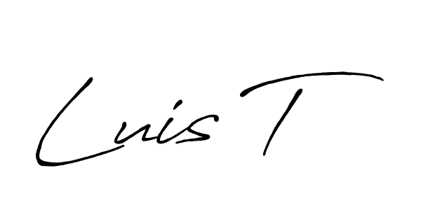 How to make Luis T name signature. Use Antro_Vectra_Bolder style for creating short signs online. This is the latest handwritten sign. Luis T signature style 7 images and pictures png