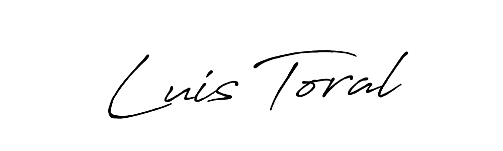 How to make Luis Toral name signature. Use Antro_Vectra_Bolder style for creating short signs online. This is the latest handwritten sign. Luis Toral signature style 7 images and pictures png