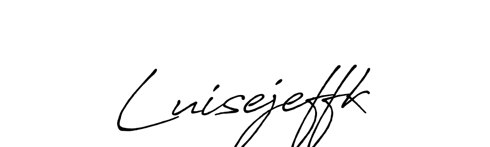 if you are searching for the best signature style for your name Luisejeffk. so please give up your signature search. here we have designed multiple signature styles  using Antro_Vectra_Bolder. Luisejeffk signature style 7 images and pictures png