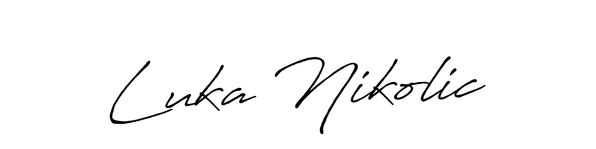 The best way (Antro_Vectra_Bolder) to make a short signature is to pick only two or three words in your name. The name Luka Nikolic include a total of six letters. For converting this name. Luka Nikolic signature style 7 images and pictures png