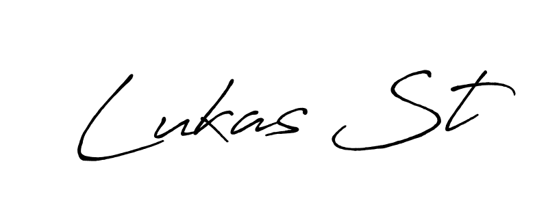 The best way (Antro_Vectra_Bolder) to make a short signature is to pick only two or three words in your name. The name Lukas St include a total of six letters. For converting this name. Lukas St signature style 7 images and pictures png