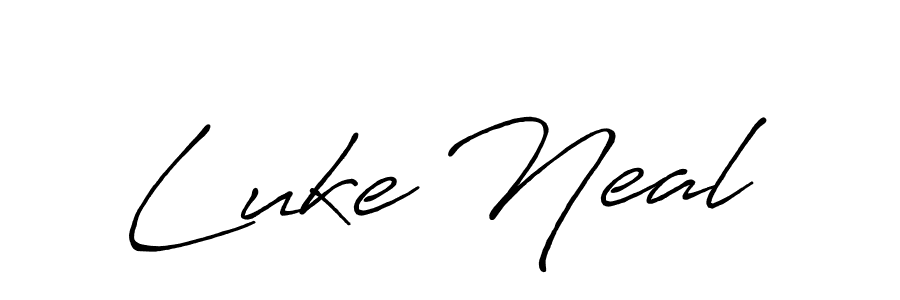 Luke Neal stylish signature style. Best Handwritten Sign (Antro_Vectra_Bolder) for my name. Handwritten Signature Collection Ideas for my name Luke Neal. Luke Neal signature style 7 images and pictures png