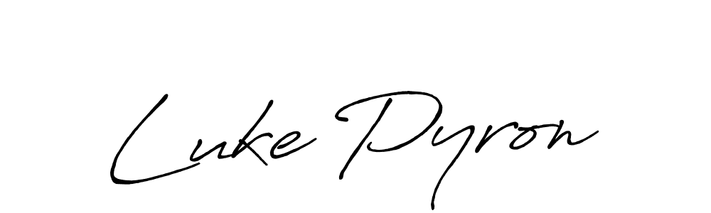 Luke Pyron stylish signature style. Best Handwritten Sign (Antro_Vectra_Bolder) for my name. Handwritten Signature Collection Ideas for my name Luke Pyron. Luke Pyron signature style 7 images and pictures png
