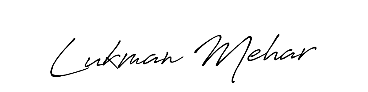 Create a beautiful signature design for name Lukman Mehar. With this signature (Antro_Vectra_Bolder) fonts, you can make a handwritten signature for free. Lukman Mehar signature style 7 images and pictures png