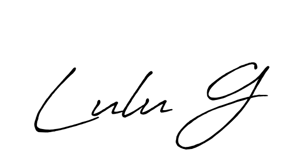 Similarly Antro_Vectra_Bolder is the best handwritten signature design. Signature creator online .You can use it as an online autograph creator for name Lulu G. Lulu G signature style 7 images and pictures png