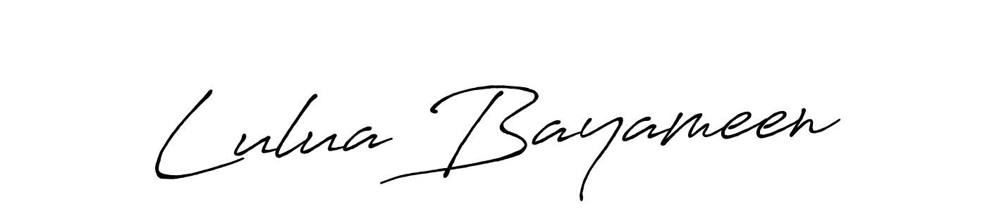 How to make Lulua Bayameen signature? Antro_Vectra_Bolder is a professional autograph style. Create handwritten signature for Lulua Bayameen name. Lulua Bayameen signature style 7 images and pictures png