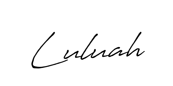 How to make Luluah name signature. Use Antro_Vectra_Bolder style for creating short signs online. This is the latest handwritten sign. Luluah signature style 7 images and pictures png