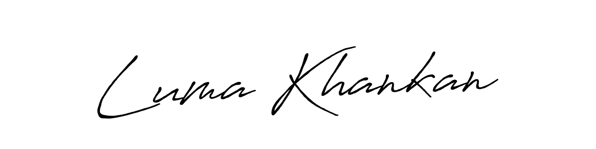 Use a signature maker to create a handwritten signature online. With this signature software, you can design (Antro_Vectra_Bolder) your own signature for name Luma Khankan. Luma Khankan signature style 7 images and pictures png