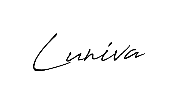 Luniva stylish signature style. Best Handwritten Sign (Antro_Vectra_Bolder) for my name. Handwritten Signature Collection Ideas for my name Luniva. Luniva signature style 7 images and pictures png