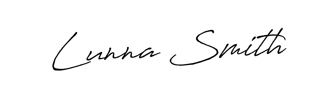 Create a beautiful signature design for name Lunna Smith. With this signature (Antro_Vectra_Bolder) fonts, you can make a handwritten signature for free. Lunna Smith signature style 7 images and pictures png