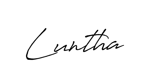 Use a signature maker to create a handwritten signature online. With this signature software, you can design (Antro_Vectra_Bolder) your own signature for name Luntha. Luntha signature style 7 images and pictures png