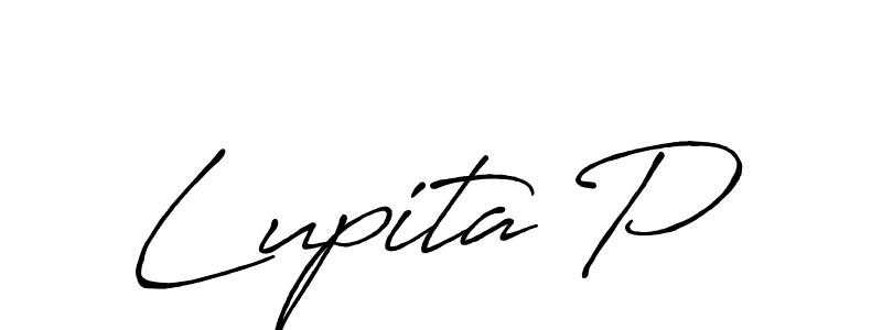 Similarly Antro_Vectra_Bolder is the best handwritten signature design. Signature creator online .You can use it as an online autograph creator for name Lupita P. Lupita P signature style 7 images and pictures png