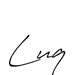 How to make Luq name signature. Use Antro_Vectra_Bolder style for creating short signs online. This is the latest handwritten sign. Luq signature style 7 images and pictures png