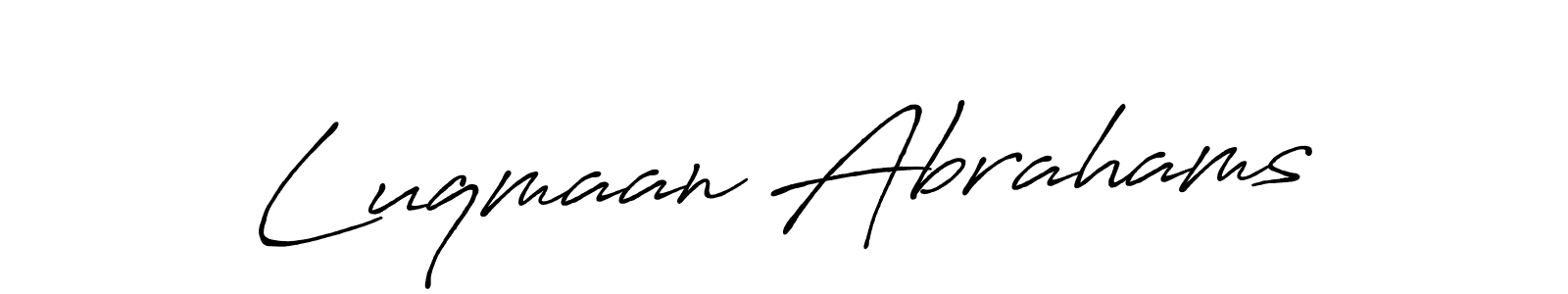 Make a beautiful signature design for name Luqmaan Abrahams. With this signature (Antro_Vectra_Bolder) style, you can create a handwritten signature for free. Luqmaan Abrahams signature style 7 images and pictures png