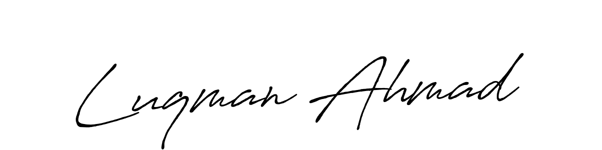 Luqman Ahmad stylish signature style. Best Handwritten Sign (Antro_Vectra_Bolder) for my name. Handwritten Signature Collection Ideas for my name Luqman Ahmad. Luqman Ahmad signature style 7 images and pictures png