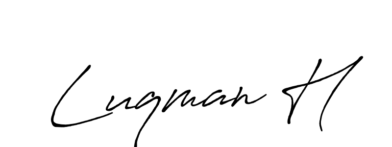 Use a signature maker to create a handwritten signature online. With this signature software, you can design (Antro_Vectra_Bolder) your own signature for name Luqman H. Luqman H signature style 7 images and pictures png