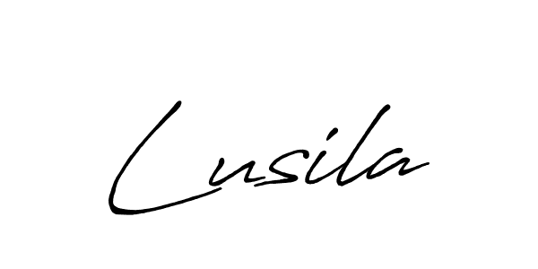 How to make Lusila name signature. Use Antro_Vectra_Bolder style for creating short signs online. This is the latest handwritten sign. Lusila signature style 7 images and pictures png