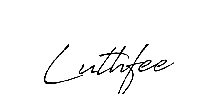 You should practise on your own different ways (Antro_Vectra_Bolder) to write your name (Luthfee) in signature. don't let someone else do it for you. Luthfee signature style 7 images and pictures png