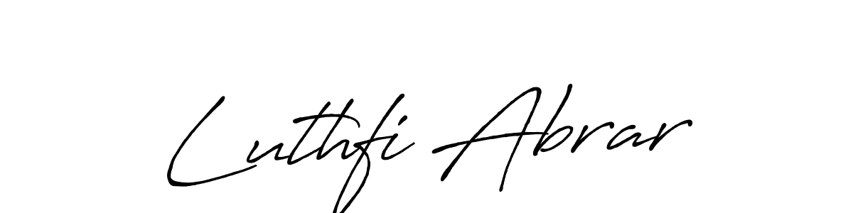 Design your own signature with our free online signature maker. With this signature software, you can create a handwritten (Antro_Vectra_Bolder) signature for name Luthfi Abrar. Luthfi Abrar signature style 7 images and pictures png