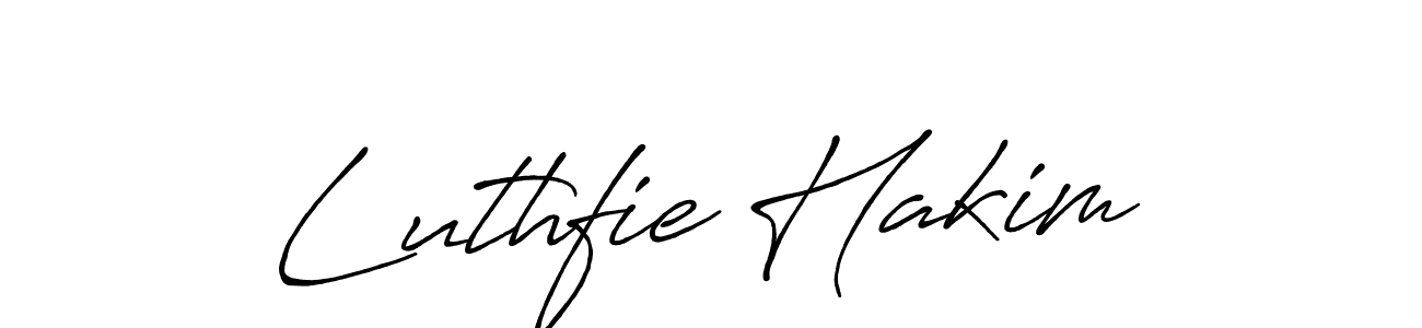 Design your own signature with our free online signature maker. With this signature software, you can create a handwritten (Antro_Vectra_Bolder) signature for name Luthfie Hakim. Luthfie Hakim signature style 7 images and pictures png