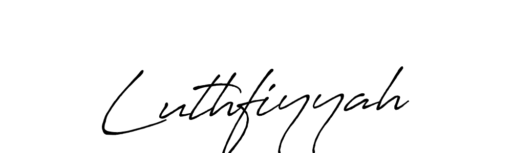 Design your own signature with our free online signature maker. With this signature software, you can create a handwritten (Antro_Vectra_Bolder) signature for name Luthfiyyah. Luthfiyyah signature style 7 images and pictures png