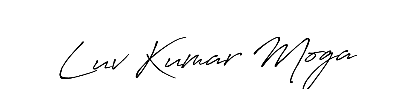 How to make Luv Kumar Moga name signature. Use Antro_Vectra_Bolder style for creating short signs online. This is the latest handwritten sign. Luv Kumar Moga signature style 7 images and pictures png