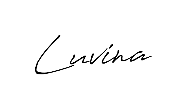 Luvina stylish signature style. Best Handwritten Sign (Antro_Vectra_Bolder) for my name. Handwritten Signature Collection Ideas for my name Luvina. Luvina signature style 7 images and pictures png