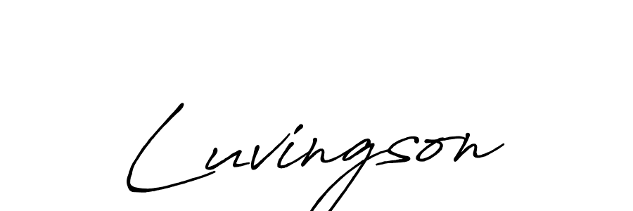How to make Luvingson name signature. Use Antro_Vectra_Bolder style for creating short signs online. This is the latest handwritten sign. Luvingson signature style 7 images and pictures png