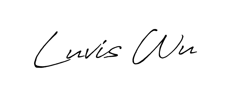 Luvis Wu stylish signature style. Best Handwritten Sign (Antro_Vectra_Bolder) for my name. Handwritten Signature Collection Ideas for my name Luvis Wu. Luvis Wu signature style 7 images and pictures png