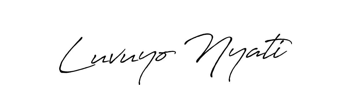 The best way (Antro_Vectra_Bolder) to make a short signature is to pick only two or three words in your name. The name Luvuyo Nyati include a total of six letters. For converting this name. Luvuyo Nyati signature style 7 images and pictures png
