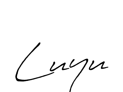 How to make Luyu signature? Antro_Vectra_Bolder is a professional autograph style. Create handwritten signature for Luyu name. Luyu signature style 7 images and pictures png