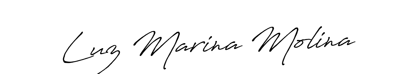 How to make Luz Marina Molina name signature. Use Antro_Vectra_Bolder style for creating short signs online. This is the latest handwritten sign. Luz Marina Molina signature style 7 images and pictures png