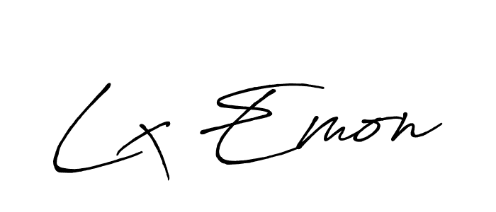 Similarly Antro_Vectra_Bolder is the best handwritten signature design. Signature creator online .You can use it as an online autograph creator for name Lx Emon. Lx Emon signature style 7 images and pictures png