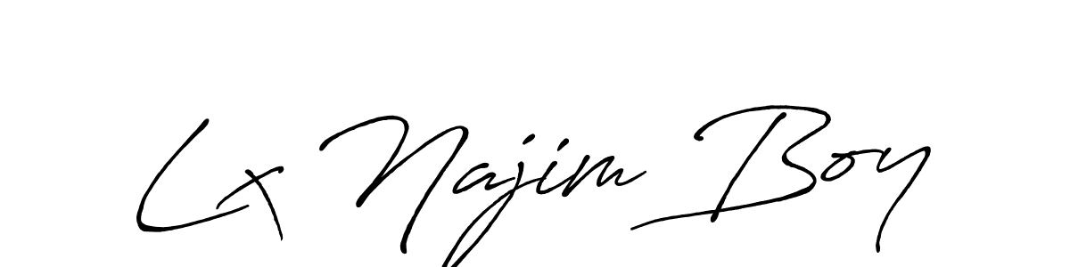 Similarly Antro_Vectra_Bolder is the best handwritten signature design. Signature creator online .You can use it as an online autograph creator for name Lx Najim Boy. Lx Najim Boy signature style 7 images and pictures png