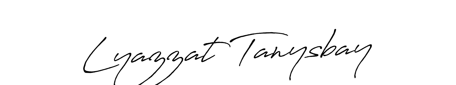 The best way (Antro_Vectra_Bolder) to make a short signature is to pick only two or three words in your name. The name Lyazzat Tanysbay include a total of six letters. For converting this name. Lyazzat Tanysbay signature style 7 images and pictures png