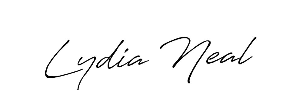 How to make Lydia Neal name signature. Use Antro_Vectra_Bolder style for creating short signs online. This is the latest handwritten sign. Lydia Neal signature style 7 images and pictures png