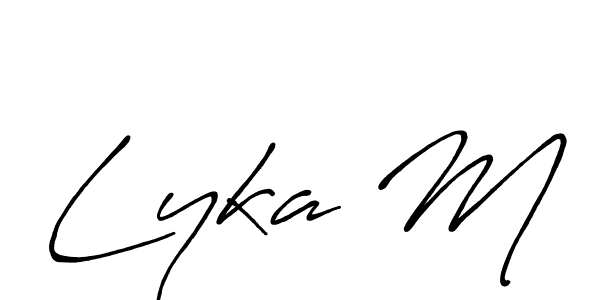 if you are searching for the best signature style for your name Lyka M. so please give up your signature search. here we have designed multiple signature styles  using Antro_Vectra_Bolder. Lyka M signature style 7 images and pictures png