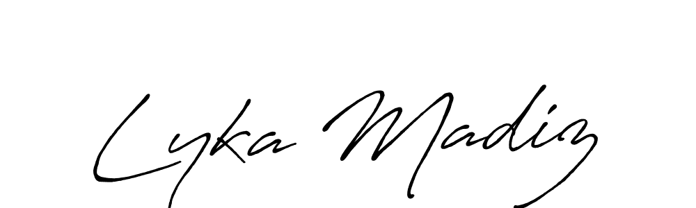 How to make Lyka Madiz name signature. Use Antro_Vectra_Bolder style for creating short signs online. This is the latest handwritten sign. Lyka Madiz signature style 7 images and pictures png