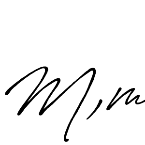 Make a beautiful signature design for name M,m. With this signature (Antro_Vectra_Bolder) style, you can create a handwritten signature for free. M,m signature style 7 images and pictures png