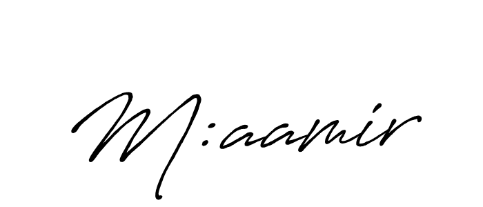 Use a signature maker to create a handwritten signature online. With this signature software, you can design (Antro_Vectra_Bolder) your own signature for name M:aamir. M:aamir signature style 7 images and pictures png