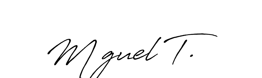 Create a beautiful signature design for name Mİguel T.. With this signature (Antro_Vectra_Bolder) fonts, you can make a handwritten signature for free. Mİguel T. signature style 7 images and pictures png