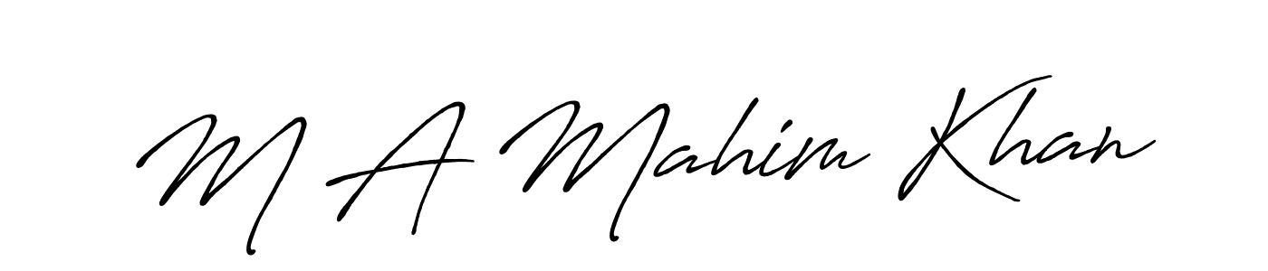 The best way (Antro_Vectra_Bolder) to make a short signature is to pick only two or three words in your name. The name M A Mahim Khan include a total of six letters. For converting this name. M A Mahim Khan signature style 7 images and pictures png