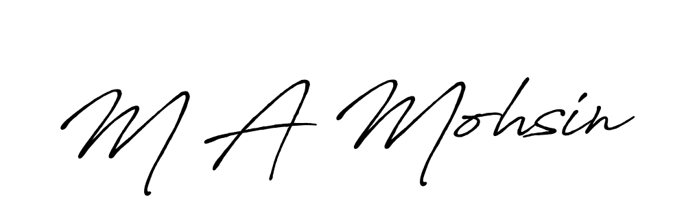 if you are searching for the best signature style for your name M A Mohsin. so please give up your signature search. here we have designed multiple signature styles  using Antro_Vectra_Bolder. M A Mohsin signature style 7 images and pictures png