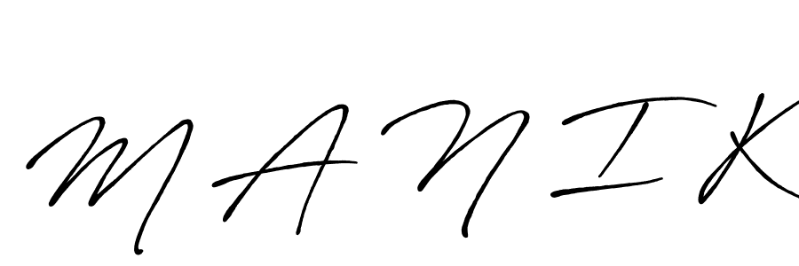 Use a signature maker to create a handwritten signature online. With this signature software, you can design (Antro_Vectra_Bolder) your own signature for name M A N I K. M A N I K signature style 7 images and pictures png