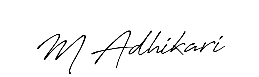 Use a signature maker to create a handwritten signature online. With this signature software, you can design (Antro_Vectra_Bolder) your own signature for name M Adhikari. M Adhikari signature style 7 images and pictures png