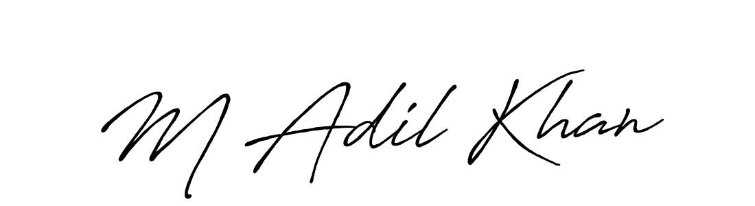 Use a signature maker to create a handwritten signature online. With this signature software, you can design (Antro_Vectra_Bolder) your own signature for name M Adil Khan. M Adil Khan signature style 7 images and pictures png