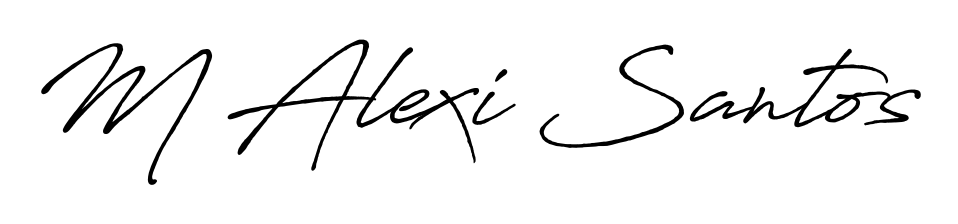 Transform the name M Alexi Santos into a signature masterpiece using Antro_Vectra_Bolder font. Ideal for photographers, artists, and creators looking for watermarks. M Alexi Santos signature style 7 images and pictures png